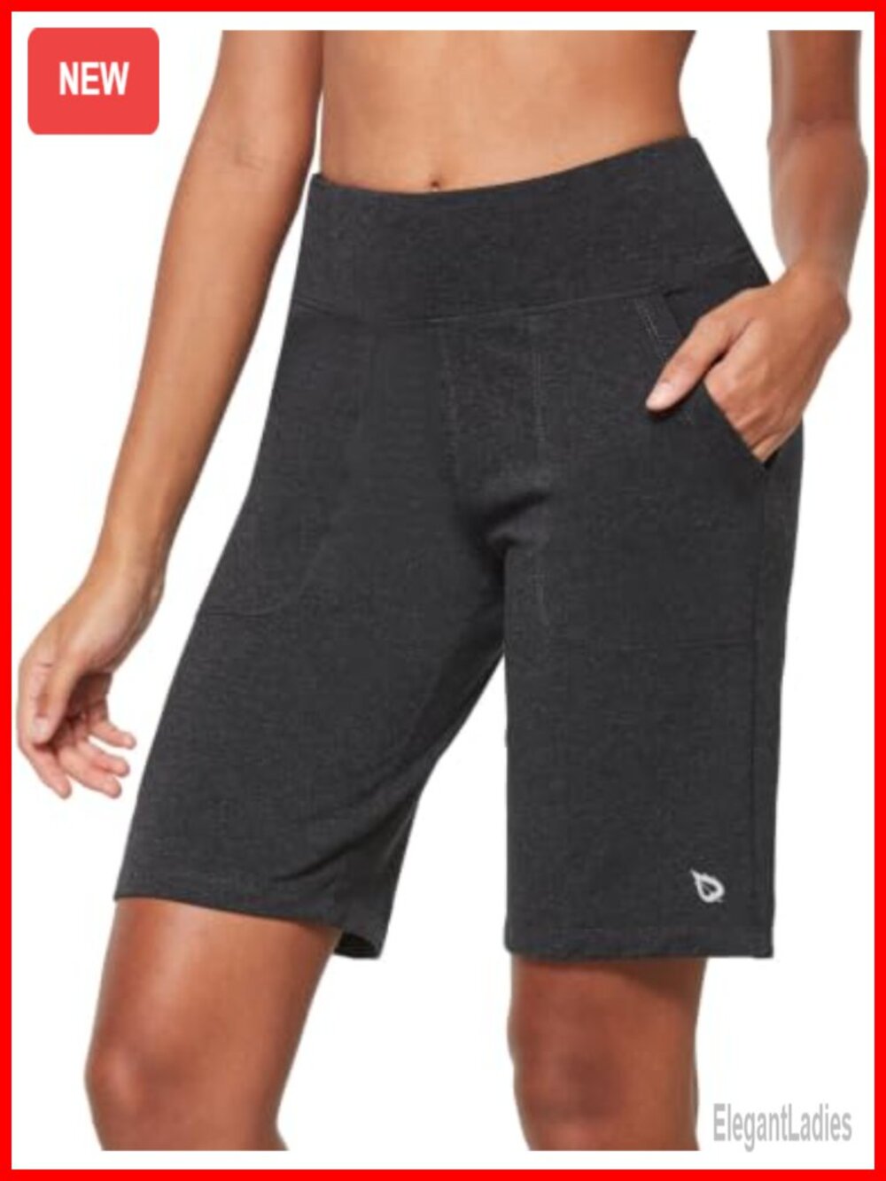 Women's Bermuda Shorts Knee Length 10" Quick Dry with 3 Pockets High Rise